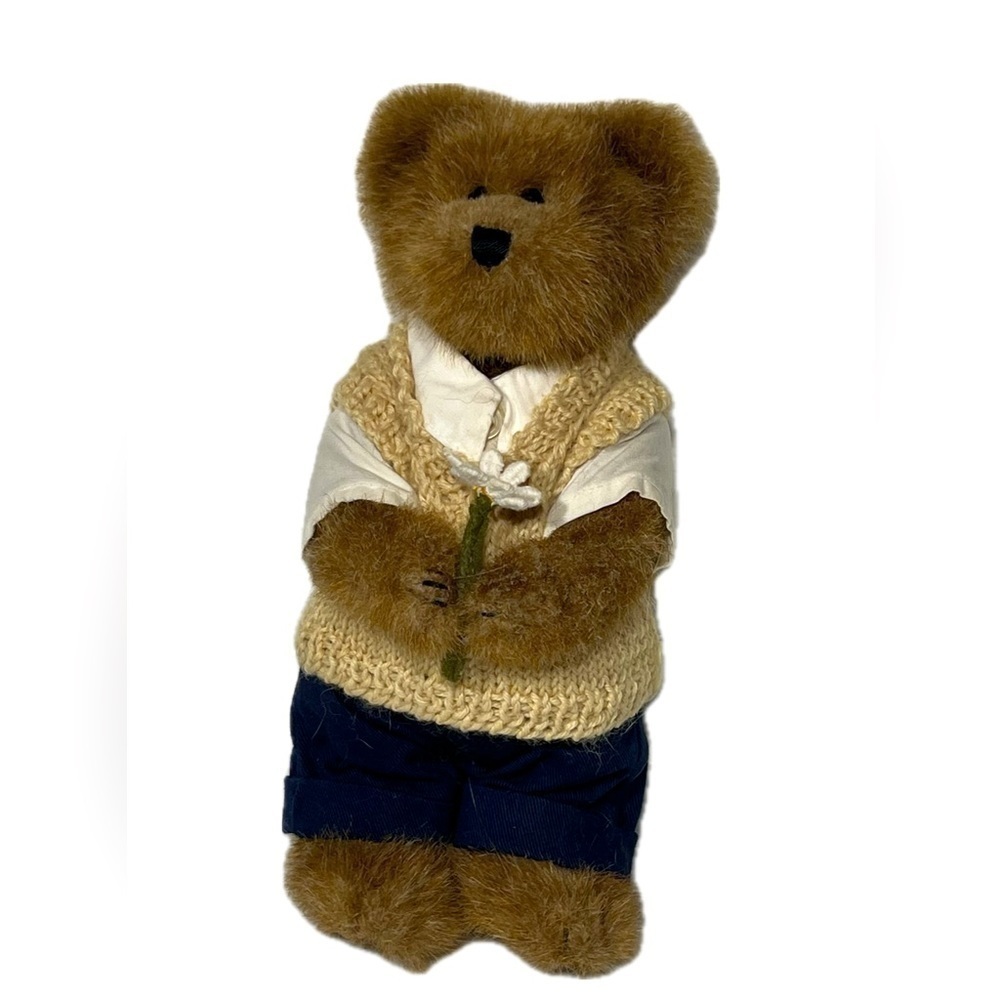 Edmund - Boyd’s Bears - Yellow Vest, Blue Pants and Crochet Daisy